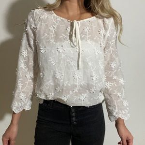 Cute sheer white floral top